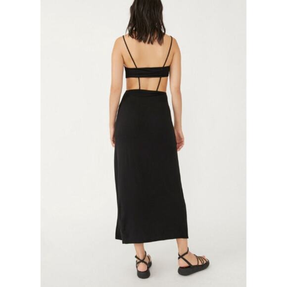 Free People Beach Black Piper Midi Dress Medium - Picture 2 of 7